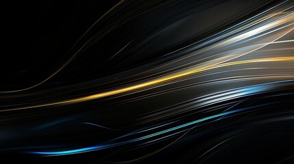 abstract lines on black background, subtle highlights in blue and unsaturated yellow, very minimal, wallpaper