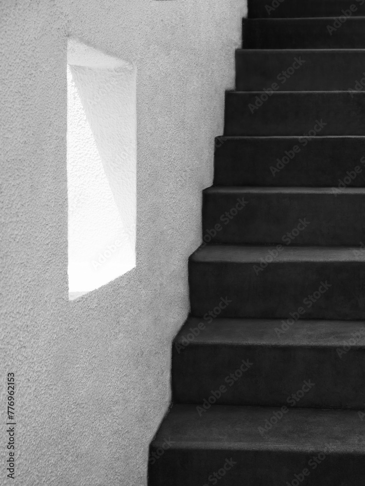 Poster Stairs and window with daylight Architecture details stair step and void