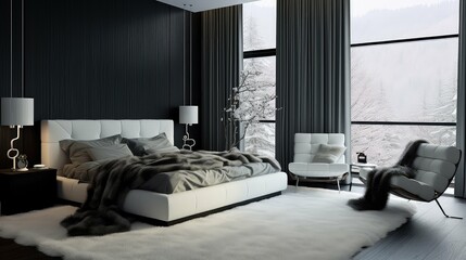 contrast interior design black and white