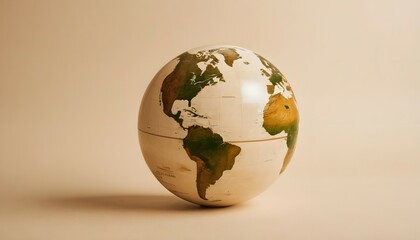 Earth day, Planet Earth on a beige background, Sustainable Eco-friendly