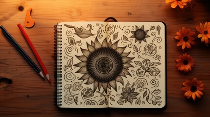 black doodles sun
