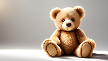 A teddy bear doll on a solid color background, a children's toy, and a Children's Day gift