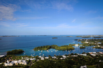 Scenic panoramic view of Bermuda from Gibbs Hill lighthouse