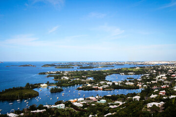 Scenic panoramic view of Bermuda from Gibbs Hill lighthouse