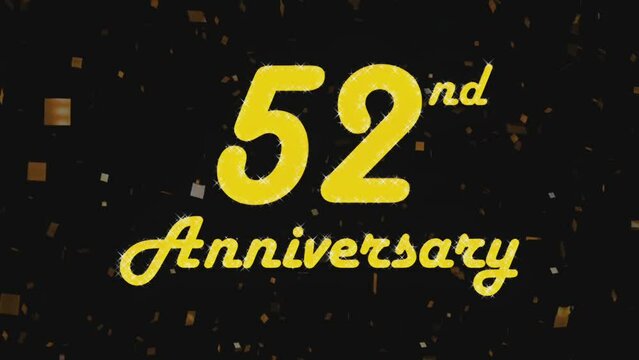 Happy 52nd anniversary 001, motion graphic black background.