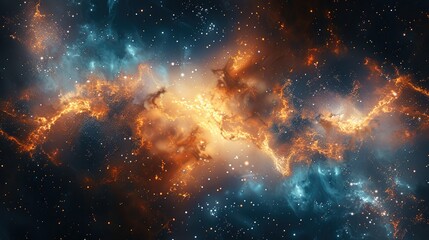 Nebula with incorporating holographic edges, sparkle-core. Generative AI.