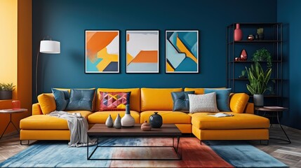 vibrant modern living room interior