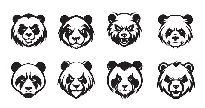 Panda icon, Panda Logo abstract design vector template Negative space style. Wild animal zoo Logotype bear concept icon.