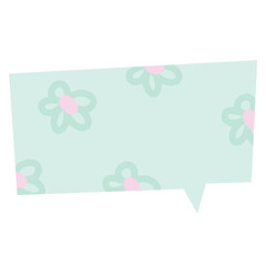 Pastel text bubbles with mink green flower background for cartoon, comic, marketing, communications, sticker, decoration, social media, print, template, manga, messages, card, nature, chat, garden