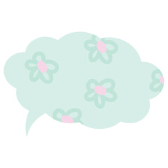 Pastel text bubbles with light green flower background for cartoon, comic, marketing, communications, sticker, decoration, social media, print, template, manga, messages, card, nature, chat, landscape