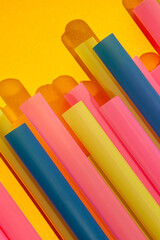 Multicolored straws pop art background 60's 50's 80's