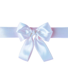 A white ribbon with a bow