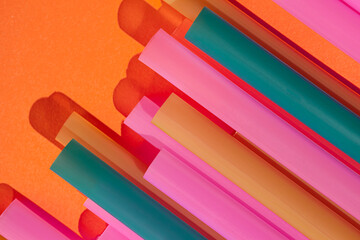 Multicolored straws pop art background 60's 50's 80's