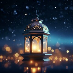 Obraz na płótnie Canvas Eid mubarak and ramadan kareem greetings with islamic lantern and mosque. Eid al fitr background