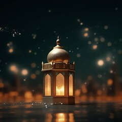 Eid mubarak and ramadan kareem greetings with islamic lantern and mosque. Eid al fitr background