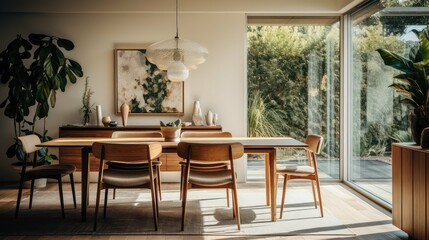 minimalist blurred mid century interior design