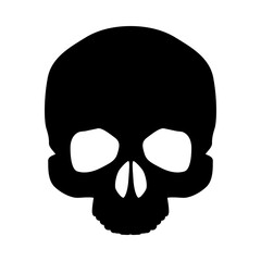 The skull icon. Black silhouette of a human skull. Vector illustration isolated on a white background for design and web.