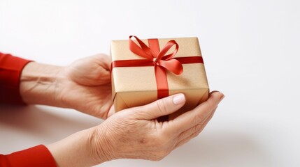 Generous Hands Offering a Gift Wrapped with Love. Generative ai