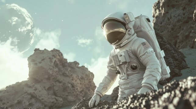 The sense of wonder and exploration with an illustration of astronauts discovering new worlds and encountering alien life forms