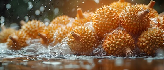 Durian falling into water. Concept Fruit Photography, Durian Fruit, Splash Photography, Tropical Fruits, Food and Water