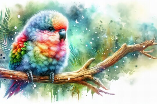 A colorful parrot is perched on branch