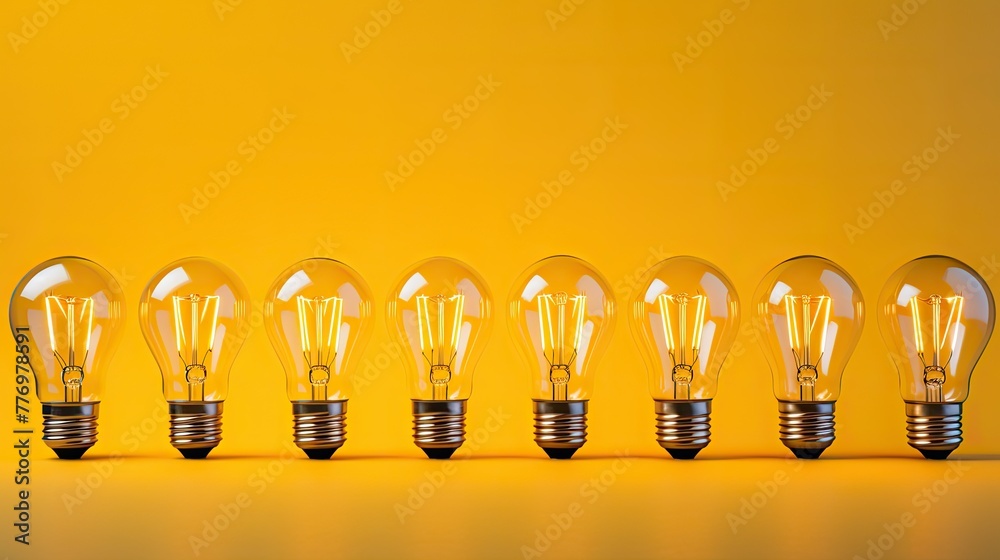 Poster turned yellow background light bulb