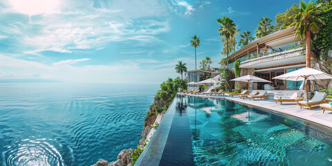 Luxurious cliffside villa with infinity pool overlooking the ocean