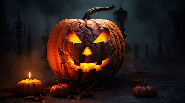 eerie pumpkin dark background