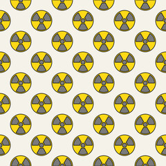 Radioactive Hazard Warning vector modern colored seamless pattern