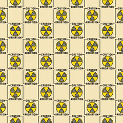 Vector Caution Radiation - Warning sign colored seamless pattern