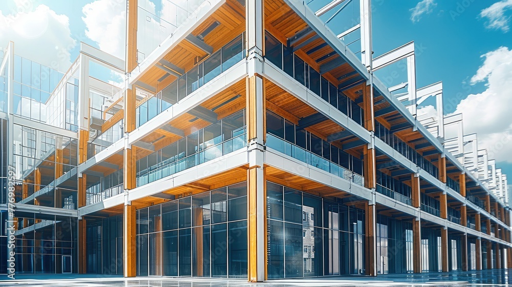 Poster A office building with a structure. Generative AI.