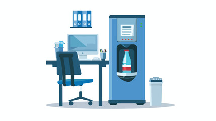 Desktop water cooler vector illustration in flat styl