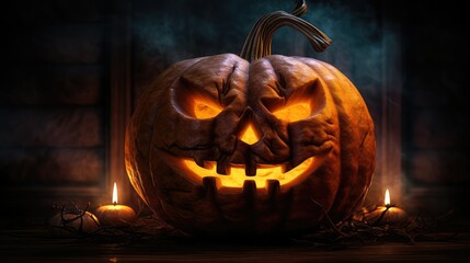 spooky pumpkin dark background