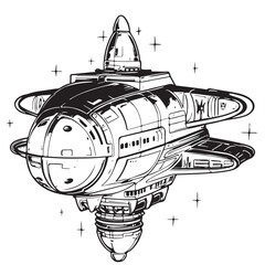 Spaceship cartoon sketch Hand drawn .Vector illustration - obrazy, fototapety, plakaty