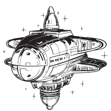 recommend clip art: Spaceship cartoon sketch Hand drawn .Vector illustration