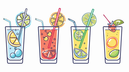 Drink with a Straws line design illustration