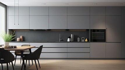 minimalist kitchen grey cabinets