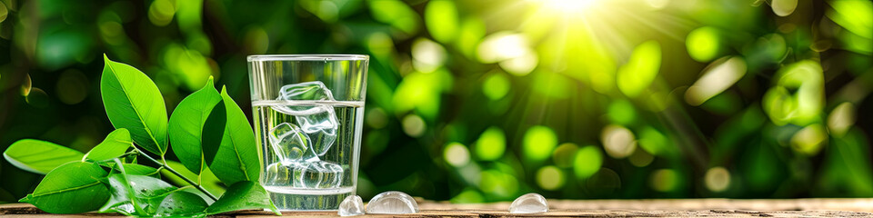 A pristine glass contains pure water, symbolizing health and refreshment. - obrazy, fototapety, plakaty