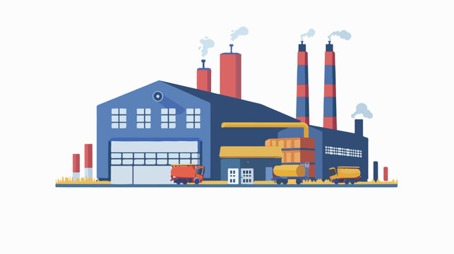 Factory building icon image Flat vector isolated on white