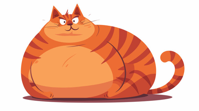 Fat cat cartoon Flat vector isolated on white background