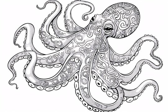 a drawing of an octopus