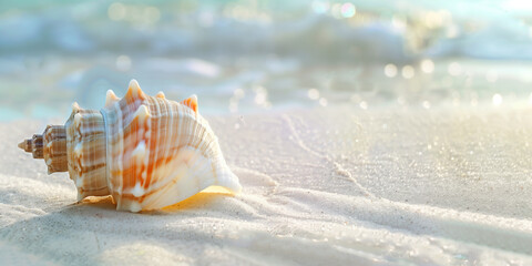 Obraz na płótnie Canvas sea shell in the sand, on a tropical beach