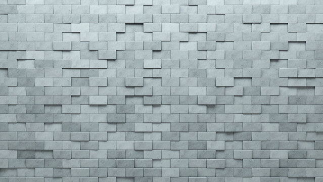 Polished, Rectangular Wall background with tiles. Concrete, tile Wallpaper with 3D, Semigloss blocks. 3D Render