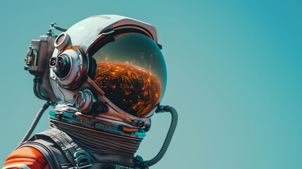 a close up of a person wearing a space suit and helmet