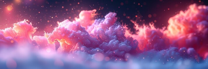 Vibrant sky with colorful clouds and twinkling stars - obrazy, fototapety, plakaty
