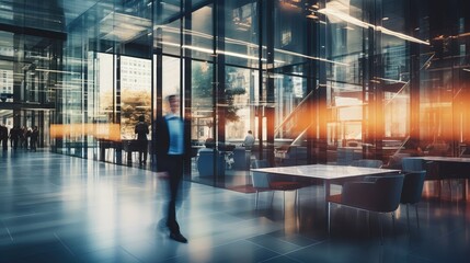 modern blurred high rise office interior