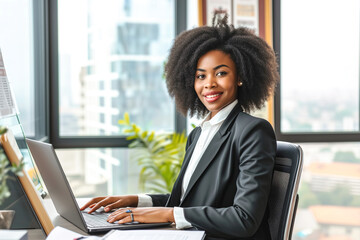 Portrait of a beautiful black business woman in the office