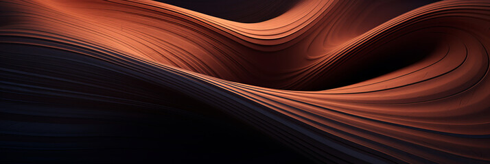 Abstract wavy lines in shades of red and black.