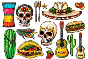 Illustrations for posters, banners, prints in honor of Mexican holidays