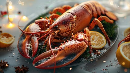 Lobster dinner. Generative AI. - obrazy, fototapety, plakaty